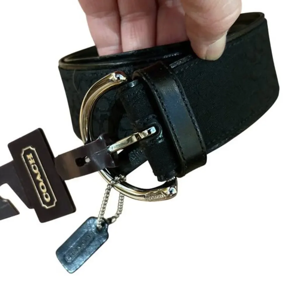 Coach belt women's small all over‎ logo fabric NWT black harness
